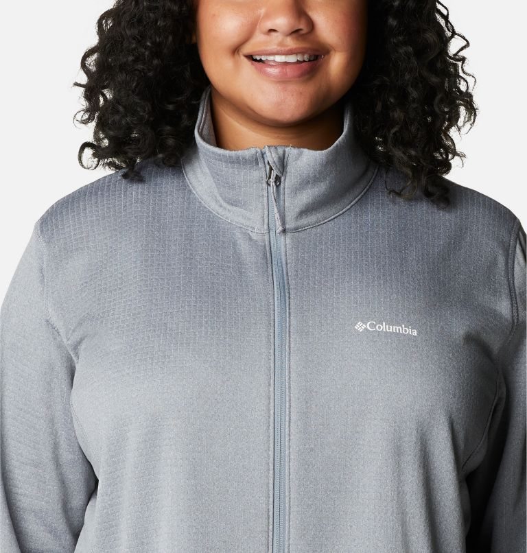 Women's Columbia Park View Grid Full Zip Fleece Sweatshirts Grey | Plus Size CA-T183A